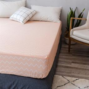 img 3 attached to 🛏️ PinkMemory Queen Fitted Sheet: Pink Peach Cotton Bed Sheet with 20" Deep Pocket - Ideal for Teens and Adults