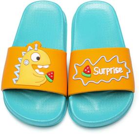 img 4 attached to 🦖 2013 Toddler Dinosaur Yellow Anti-Skid Slippers - Size 16 Boys' Sandals