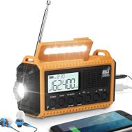 5000mah portable solar hand crank radio with noaa, lcd display, cell phone charger, led reading lamp, sos alert - ideal for outdoor emergencies logo