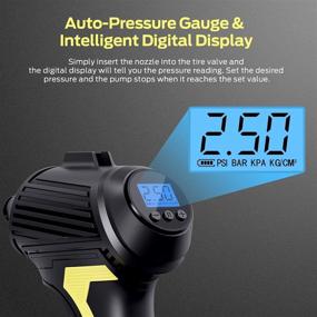 img 2 attached to Dr.meter 120W Cordless Tire Inflator: Rechargeable Air Compressor with 150PSI, 2000mAh Li-ion Battery, USB Power Cord, Digital Pressure Gauge for Cars, Motorcycle, Bicycle