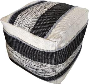 img 4 attached to 🧵 OUTBACK BLUE 100% Cotton Handmade Square Unstuffed Pouf Cover Ottoman – Soft Woven Boho Decor, Perfect Footrest Seat for Home & Patio – 16 Inches Square Black/Ivory