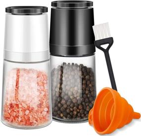 img 4 attached to 🧂 Refillable Salt and Pepper Grinder Set by PHIAKLE - Adjustable Black Pepper Mill Grinder - 2 Pack - Easy to Clean Grinders