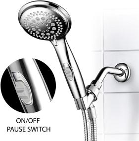 img 3 attached to 💦 Dream Spa 1459: Premium Chrome Shower Head with ON/OFF Pause Switch and Stretchable Stainless Steel Hose - 9 Settings for Ultra-Luxury Overhead or Handheld Shower Experience