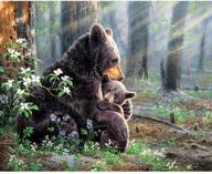 bemaystar diy 5d diamond painting kit - round drill bear with baby in the forest - 15.7x11.8in - wall art for adults - 1 pack logo