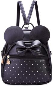 img 4 attached to Girls Bowknot Leather Backpack Black Women's Handbags & Wallets and Fashion Backpacks