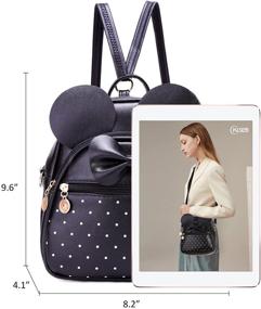 img 3 attached to Girls Bowknot Leather Backpack Black Women's Handbags & Wallets and Fashion Backpacks