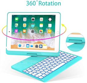 img 1 attached to 🔵 360 Rotate 7 Color Backlit Wireless iPad Keyboard Case 9.7 - iPad 6th Gen 2018, iPad 5th Gen 2017, iPad Pro 9.7, Air 2/ Air 1, Tiffany Blue - Auto Sleep Wake