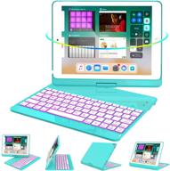 🔵 360 rotate 7 color backlit wireless ipad keyboard case 9.7 - ipad 6th gen 2018, ipad 5th gen 2017, ipad pro 9.7, air 2/ air 1, tiffany blue - auto sleep wake logo