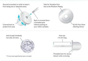 img 1 attached to Sterling Rhodium Zirconia Screwback Earrings - Girls' Jewelry Earrings for Enhanced SEO