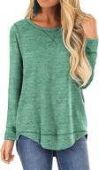 👚 women's solid color tunic tops for leggings - long sleeve sweatshirts, casual loose blouse sweaters, crewneck t-shirts by jomedesign logo