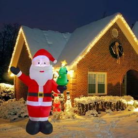 img 1 attached to 🎅 8ft Lighted Inflatable Santa Claus Decoration - Vibrant LED Lights for Christmas Party Yard Garden - Doingart