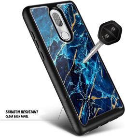 img 1 attached to 📱 E-Began Marble Design Full-Body Protective Rugged Bumper Cover for Coolpad Legacy (2019 Release 6.36 inch), Shockproof Impact Durable Phone Case with Built-in Screen Protector - Sapphire