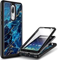 📱 e-began marble design full-body protective rugged bumper cover for coolpad legacy (2019 release 6.36 inch), shockproof impact durable phone case with built-in screen protector - sapphire logo