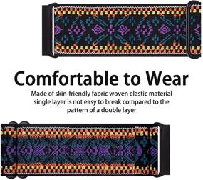 img 2 attached to 🌿 3 Pack Adjustable Nylon Sport Wristbands for Fitbit Versa 3 and Sense – Green Arrow, Boho Green, Boho Purple