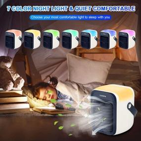 img 2 attached to 🆒 Portable Air Conditioner Fan - LISOPO Rechargeable Evaporative Air Cooler with Humidifier, Filtration Function, and 7-Color Night Light - Personal Small Air Conditioner Desk Fan for Home Office Bedroom