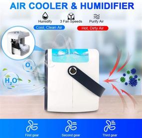 img 3 attached to 🆒 Portable Air Conditioner Fan - LISOPO Rechargeable Evaporative Air Cooler with Humidifier, Filtration Function, and 7-Color Night Light - Personal Small Air Conditioner Desk Fan for Home Office Bedroom