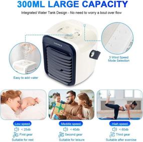 img 1 attached to 🆒 Portable Air Conditioner Fan - LISOPO Rechargeable Evaporative Air Cooler with Humidifier, Filtration Function, and 7-Color Night Light - Personal Small Air Conditioner Desk Fan for Home Office Bedroom