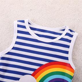 img 3 attached to 🌈 DEFAHN Toddler Baby Girls T-Shirt: Rainbow Striped Top Dress - Matching Outfit for Twins Sisters (2Pcs)