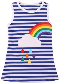 img 1 attached to 🌈 DEFAHN Toddler Baby Girls T-Shirt: Rainbow Striped Top Dress - Matching Outfit for Twins Sisters (2Pcs)