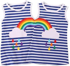 img 4 attached to 🌈 DEFAHN Toddler Baby Girls T-Shirt: Rainbow Striped Top Dress - Matching Outfit for Twins Sisters (2Pcs)