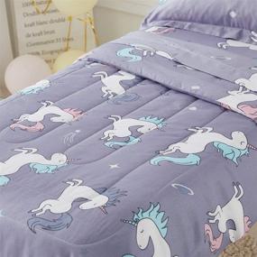 img 2 attached to 🦄 Uozzi Bedding Unicorn Toddler Bedding Set with Rainbow Stars Blue-Gray - Includes Quilted Comforter, Fitted Sheet, Top Sheet, and Pillow Case for Girls and Boys Bed