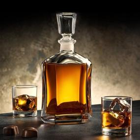 img 2 attached to Paksh Capitol Glass Decanter - Stylish Airtight Geometric Stopper for Whiskey, Wine, 🍾 Bourbon, Brandy, Liquor, Juice, Water, Mouthwash - Made of Exquisite Italian Glass, 23.75 oz