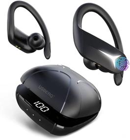 img 4 attached to 🎧 Беспроводные наушники USBERG Bluetooth 5.1: Наушники с высококачественным басом и 36 часами проигрывания, влагозащитой IPX5 и шумоподавлением - идеальны для бега и тренировок в спортзале.