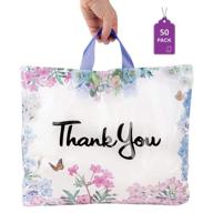 🌸 floral thank plastic handle shopping retail store fixtures & equipment: enhance your store's aesthetic and customer experience with floral-themed appreciation logo