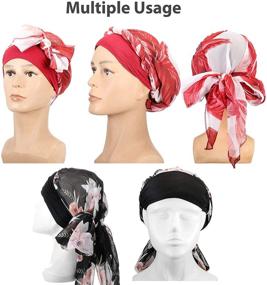 img 1 attached to 💤 Women's Turban Sleep Beanie Head Scarf with Long Hair Head Turbans - Set of 4 Pieces