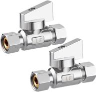💦 minimprover 2 pack chrome brass quarter turn water straight angle stop valves with 3/8" comp fip x 3/8" compression mip - add-on valve bundle логотип