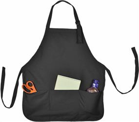 img 3 attached to Spun Poly Cotton Kitchen Aprons (3 Pockets) in Black 2 Pack - Ideal for Commercial Restaurants, Homes, and More