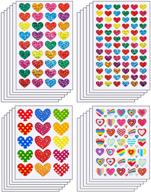 💖 1200pcs rainbow colorful valentine's day glitter heart stickers - kids love decorative sticker for scrapbooking and embellishment decorations logo