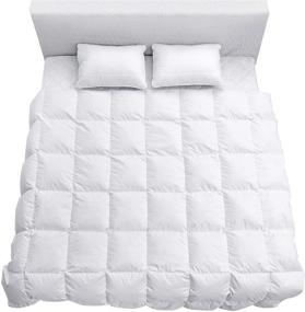 img 3 attached to 🛏️ LDC White Twin Comforter – Fluffy Microfiber Duvet Insert: Breathable & Washable Single Bed Quilted Box Stitched Design with Corner Tabs