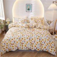 🌻 stacypik 3 pcs yellow flower bedding duvet cover set - twin size, 100% cotton sunflowers flower leaves pattern - reversible & printed - includes 1 duvet cover and 2 pillowcases logo