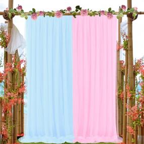 img 2 attached to Pink Blue Tulle Backdrop Curtains: Perfect Party & Wedding Photography Props 5 ft X 7 ft