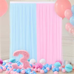 img 1 attached to Pink Blue Tulle Backdrop Curtains: Perfect Party & Wedding Photography Props 5 ft X 7 ft