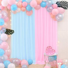 img 4 attached to Pink Blue Tulle Backdrop Curtains: Perfect Party & Wedding Photography Props 5 ft X 7 ft