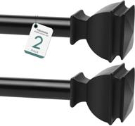 🖤 ezalia 2 pack black curtain rods, 1 inch adjustable for windows 28-48 inch, extendable with square finials - window treatment drapery rods logo