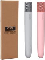 🔥 oyv silicone basting brush - heat resistant, food grade bbq brush for kitchen cooking, baking, and barbecuing with sauce, marinades, & more logo