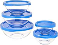 versatile and convenient: amazon basics 10-piece glass mixing bowl set with 5 lids logo