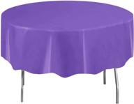 💜 vibrant and versatile: round neon purple plastic tablecloth for eye-catching decor логотип