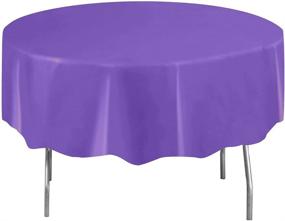 img 3 attached to 💜 Vibrant and Versatile: Round Neon Purple Plastic Tablecloth for Eye-catching Decor