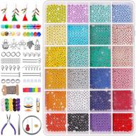 🌈 yholin rainbow colorful heishi discs beads kit - 1440pcs 24mm flat round spacer beads with seed beads and pearl earring hooks for jewelry making: earrings, bracelets, necklaces - 24 grids logo