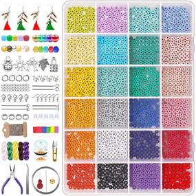 img 4 attached to 🌈 Yholin Rainbow Colorful Heishi Discs Beads Kit - 1440pcs 24mm Flat Round Spacer Beads with Seed Beads and Pearl Earring Hooks for Jewelry Making: Earrings, Bracelets, Necklaces - 24 Grids