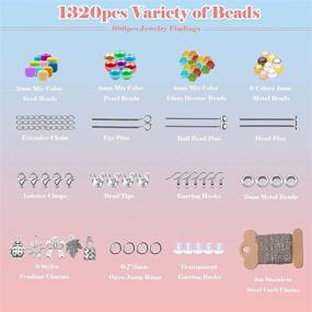 img 2 attached to 🌈 Yholin Rainbow Colorful Heishi Discs Beads Kit - 1440pcs 24mm Flat Round Spacer Beads with Seed Beads and Pearl Earring Hooks for Jewelry Making: Earrings, Bracelets, Necklaces - 24 Grids