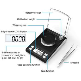 img 2 attached to 🔢 High Precision Milligram Scale 50g / 0.001g | Reloading Scale with 20g Calibration Weight and Large LCD Display | Ideal MG Scale for Gold, Medicine Powder, Jewelry | Includes Battery