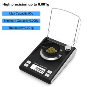 img 1 attached to 🔢 High Precision Milligram Scale 50g / 0.001g | Reloading Scale with 20g Calibration Weight and Large LCD Display | Ideal MG Scale for Gold, Medicine Powder, Jewelry | Includes Battery