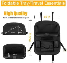 img 3 attached to 🚗 JUSTTOP Leather Car Backseat Organizer: Foldable Table, Tablet Holder, 7 Storage Bags, Black