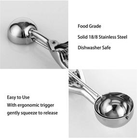 img 2 attached to 🍪 Premium Stainless Steel Cookie Scoop Set with Trigger Handle - Small, Medium, and Large Sizes included for Perfect Ice Cream, Cookie Dough, and Melon Scooping