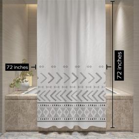 img 2 attached to 🚿 BLC Boho Shower Curtain - Minimalist Farmhouse Style for Bathroom Decor 72"x72" - Hotel Quality Water Resistant Curtain with Warli Print
